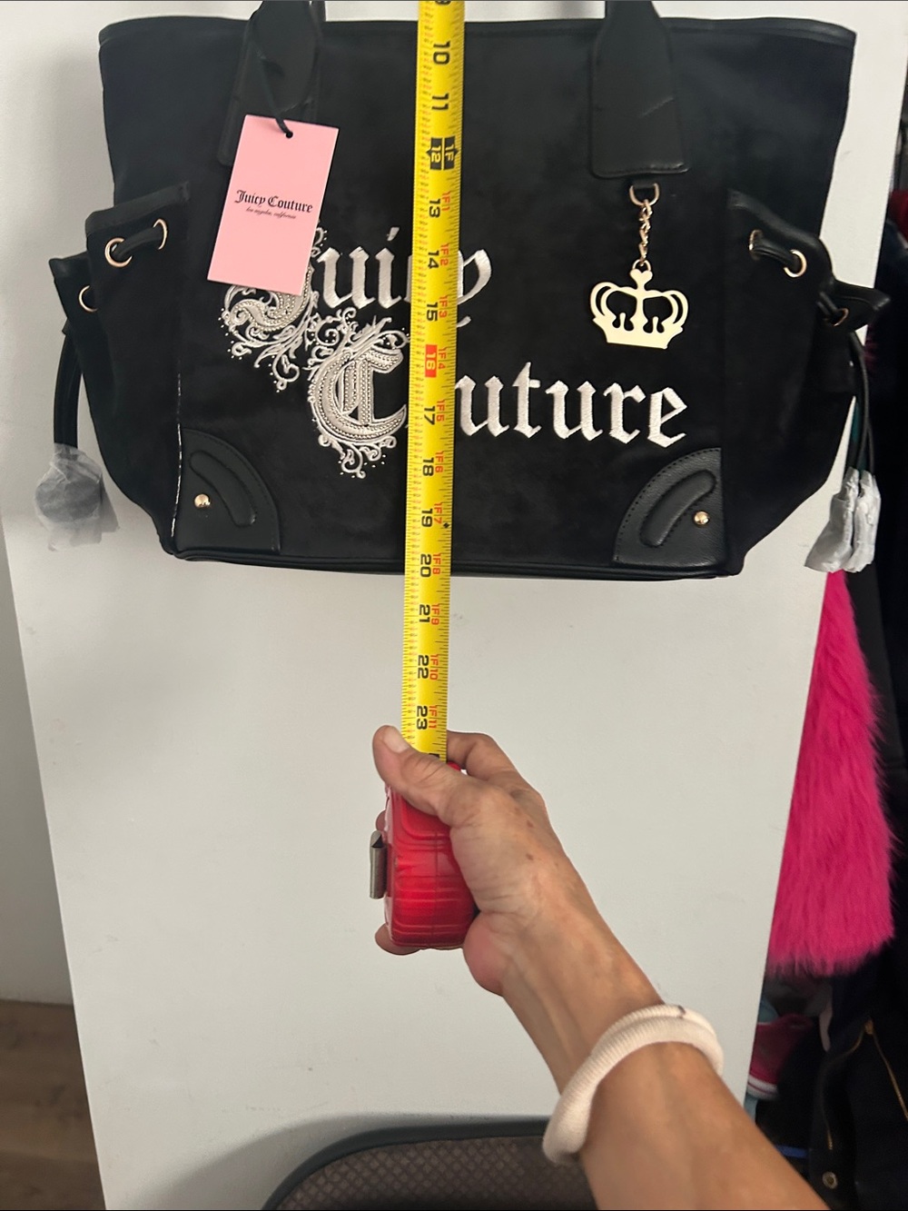 Juicy Couture Black Tote with Crown Charm and Logo - Picture 2 of 12